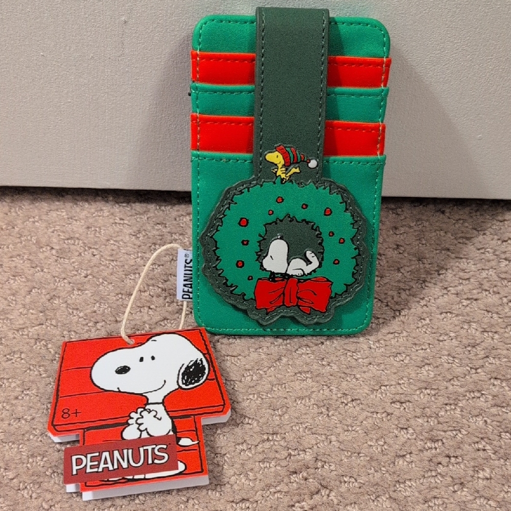 Loungefly Peanuts Snoopy Festive Christmas Green and Red Card Holder NWT - Picture 2 of 6